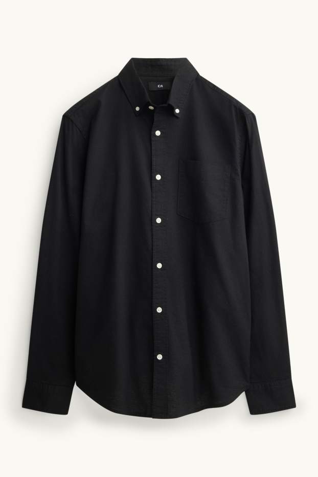 Heren - Overhemd - regular fit - button down - zwart