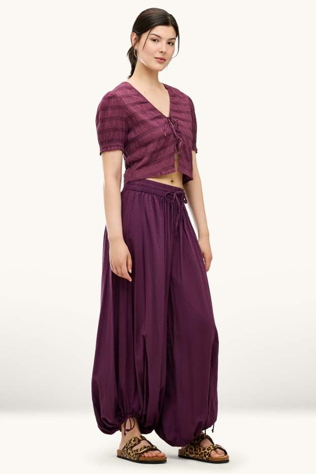 Damen - Haremshose - Mid Waist - Balloon Leg - lila