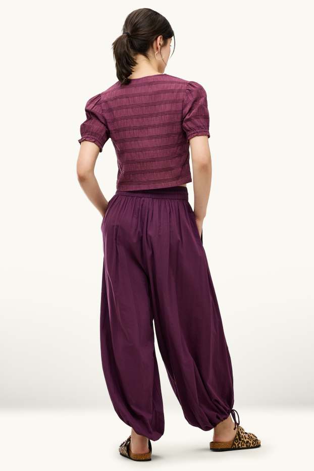 Damen - Haremshose - Mid Waist - Balloon Leg - lila