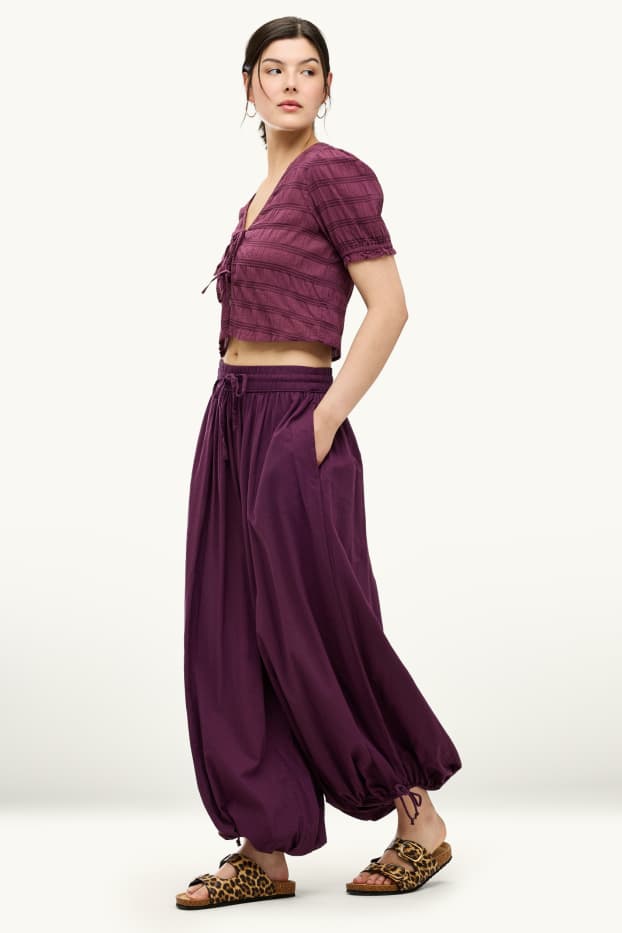 Damen - Haremshose - Mid Waist - Balloon Leg - lila