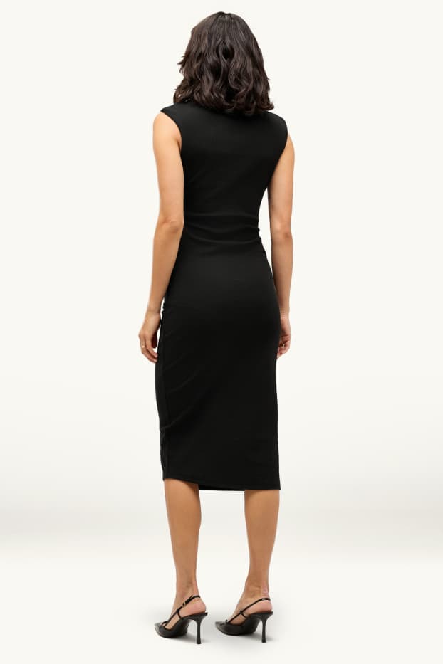 Mujer - Vestido bodycon - de canalé - negro