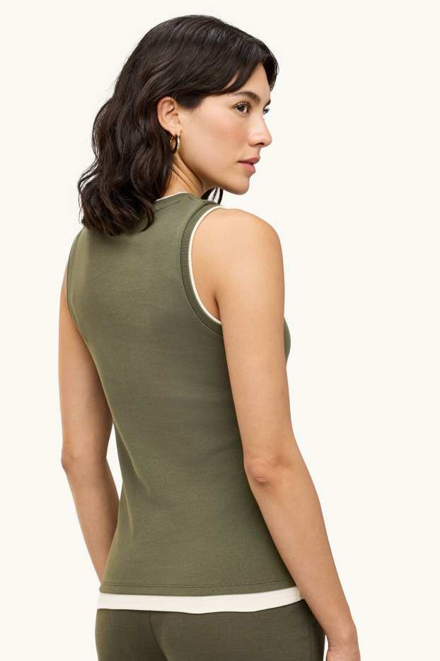 Femmes - Haut - look 2-en-1 - kaki
