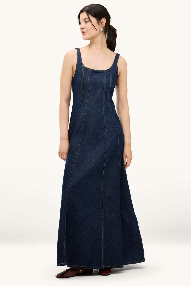 Damen - A-Linien Kleid - Jeans-Look - dunkeljeansblau