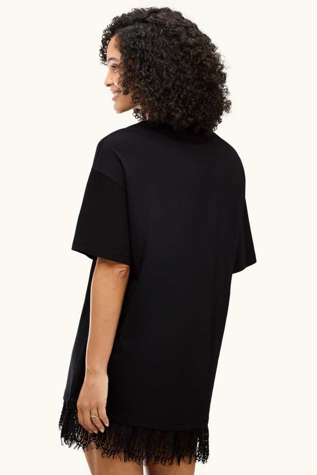 Women - T-shirt dress - straight fit - black