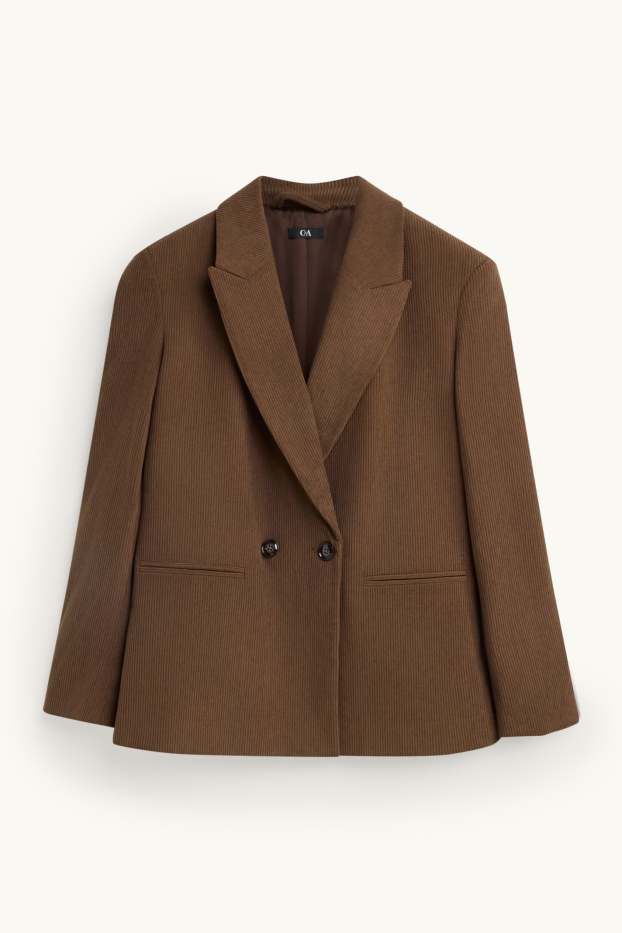 Femei - Blazer lung din catifea reiată - regular fit - maro