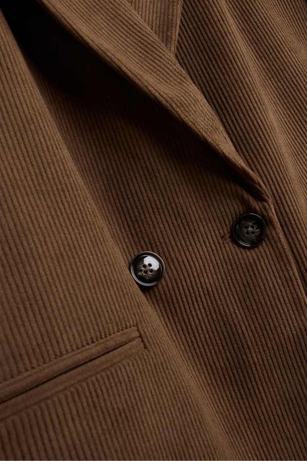 Femei - Blazer lung din catifea reiată - regular fit - maro