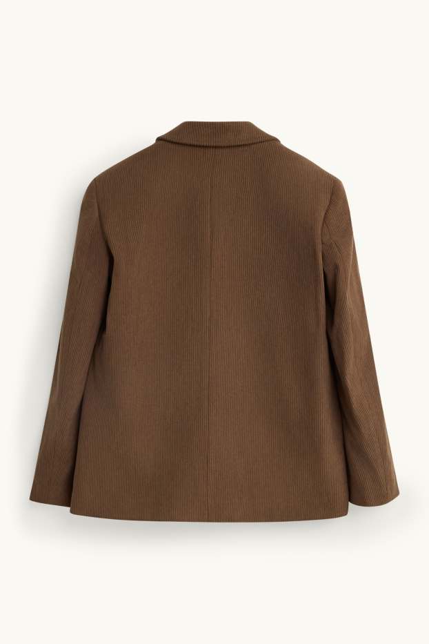 Femei - Blazer lung din catifea reiată - regular fit - maro
