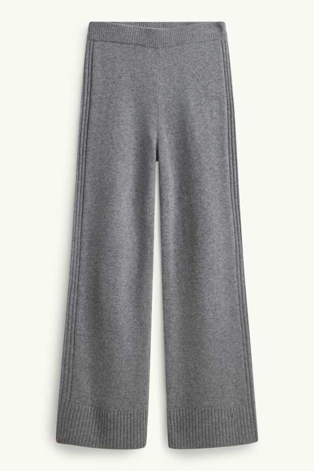 Damen - Jogginghose mit Kaschmir-Anteil - Woll-Mix - grau-melange