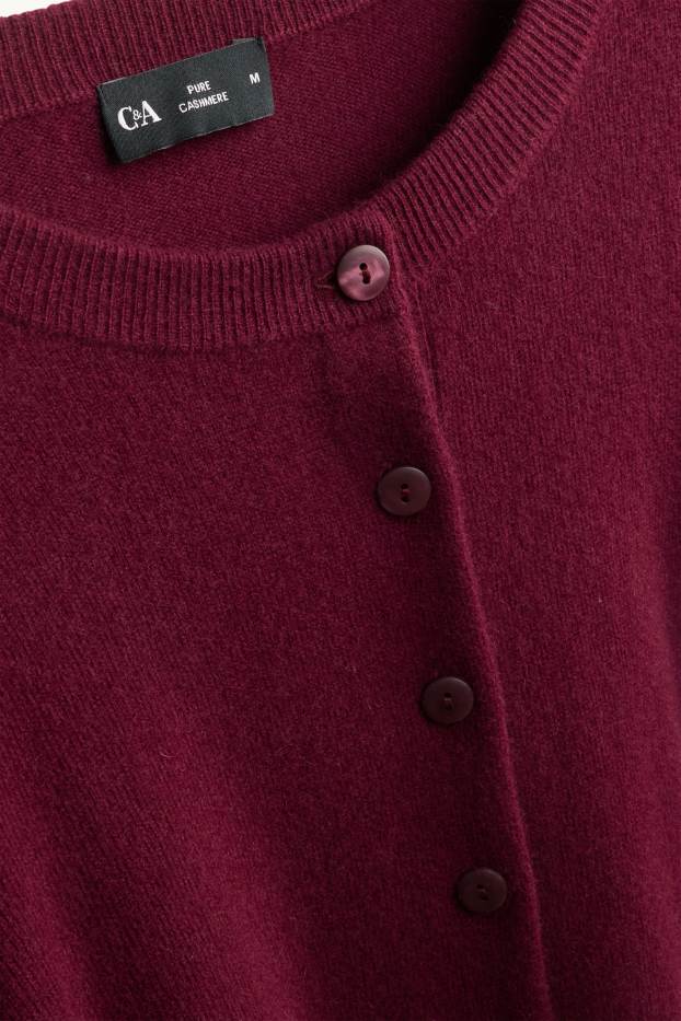 Dames - Gebreid vest van kasjmier - bordeaux