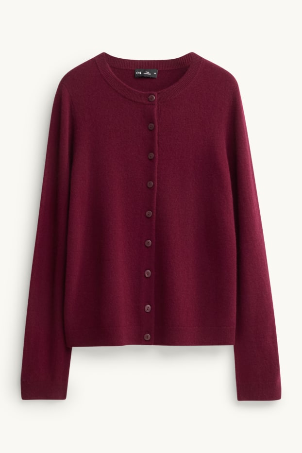 Dames - Gebreid vest van kasjmier - bordeaux