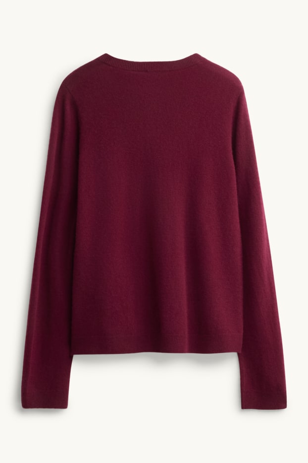Dames - Gebreid vest van kasjmier - bordeaux