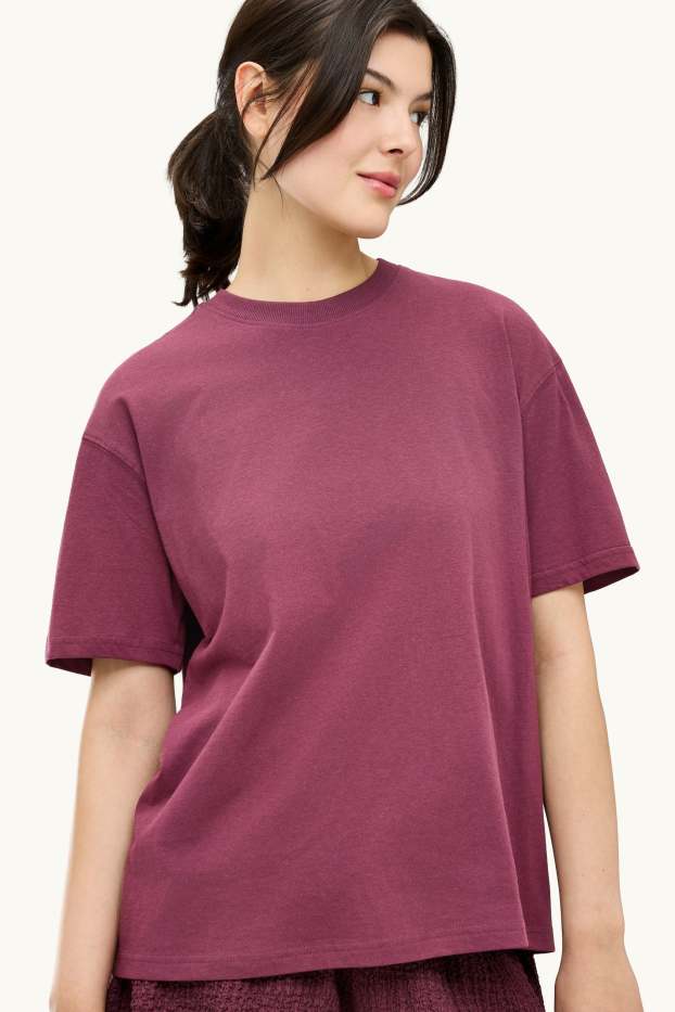 Damen - T-Shirt - Oversized - rot