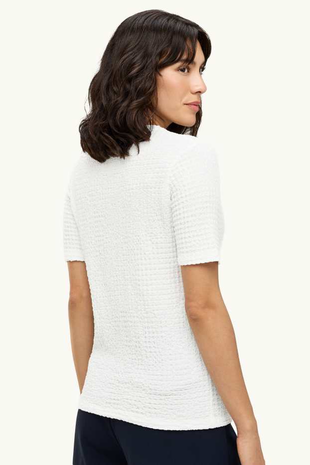 Dames - T-shirt - regular fit - met structuur - wit