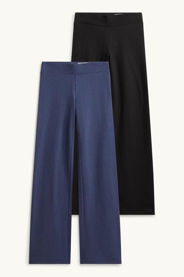 Dames - Set van 2 - straight legging - blauw / zwart