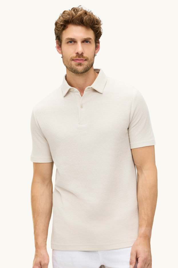 Herren - Poloshirt - Regular Fit - strukturiert - sandfarben