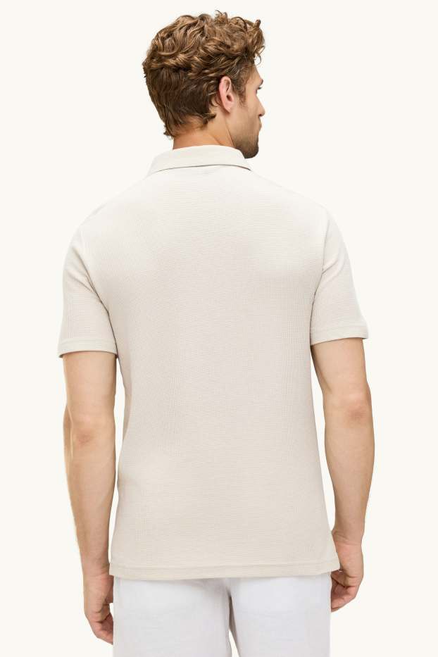 Herren - Poloshirt - Regular Fit - strukturiert - sandfarben