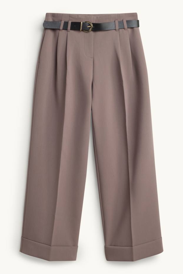 Dona - Pantalons de tela amb cinturó - high waist - wide leg - talp