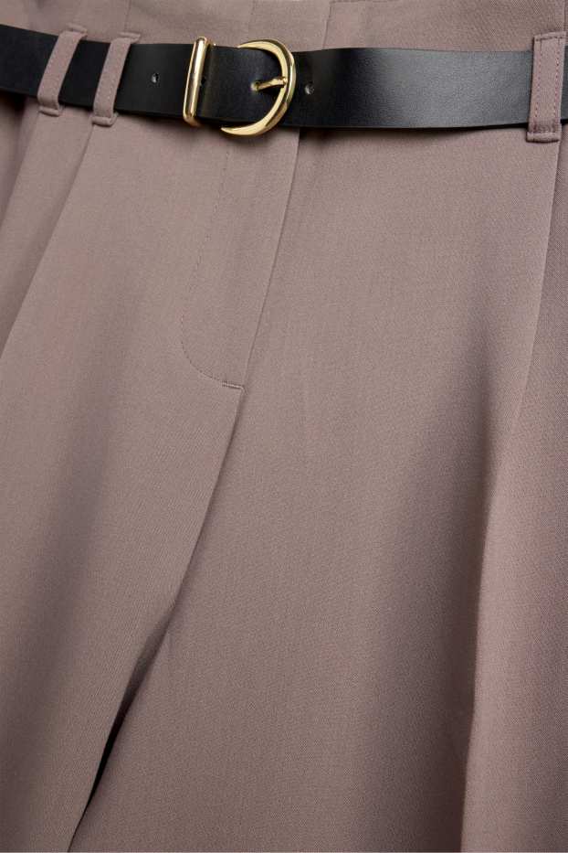 Dona - Pantalons de tela amb cinturó - high waist - wide leg - talp