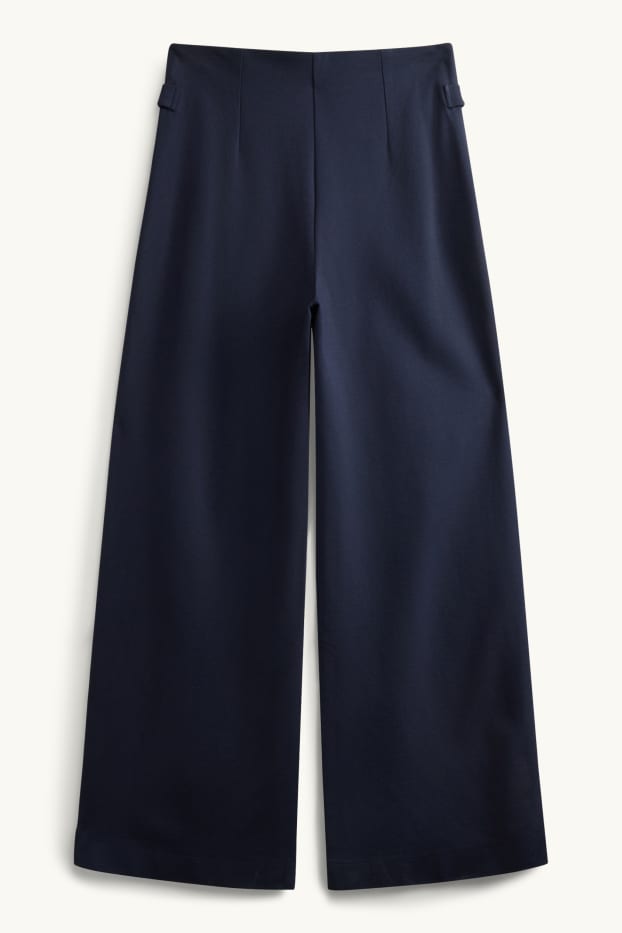 Damen - Jersey-Hose - High Waist - Wide Leg - dunkelblau