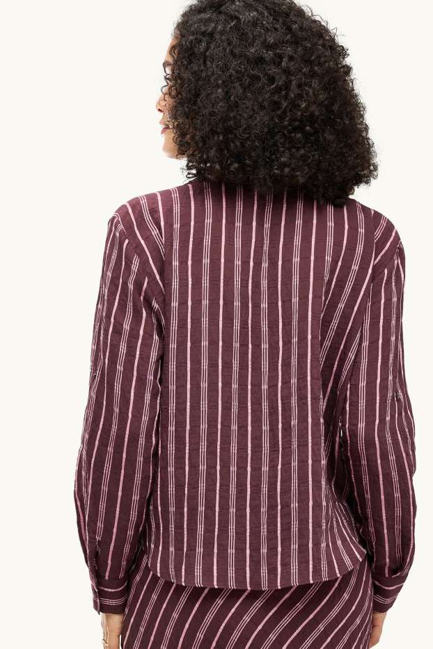 Donna - Blusa con nodo - fantasia - marrone