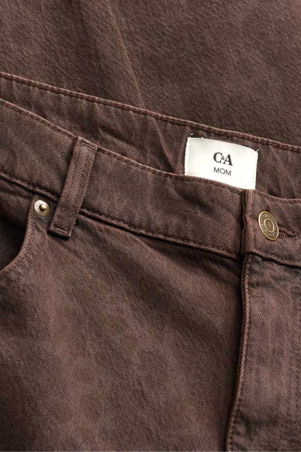 Femei - Mom jeans - talie înaltă - LYCRA ® - imprimeu de leopard - maro închis