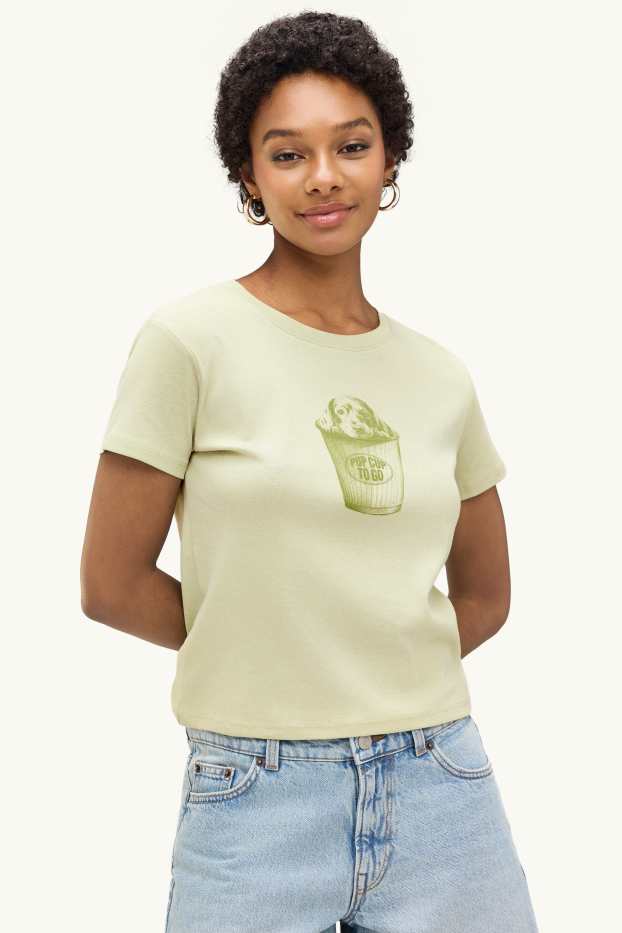 Dona - Samarreta de màniga curta - slim fit - verd clar