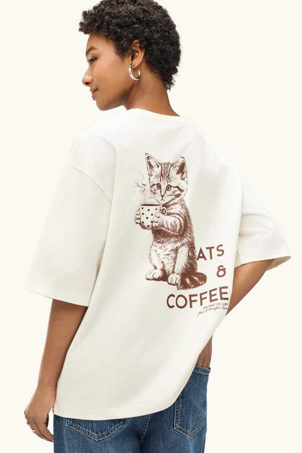 Femmes - T-shirt - oversize - blanc