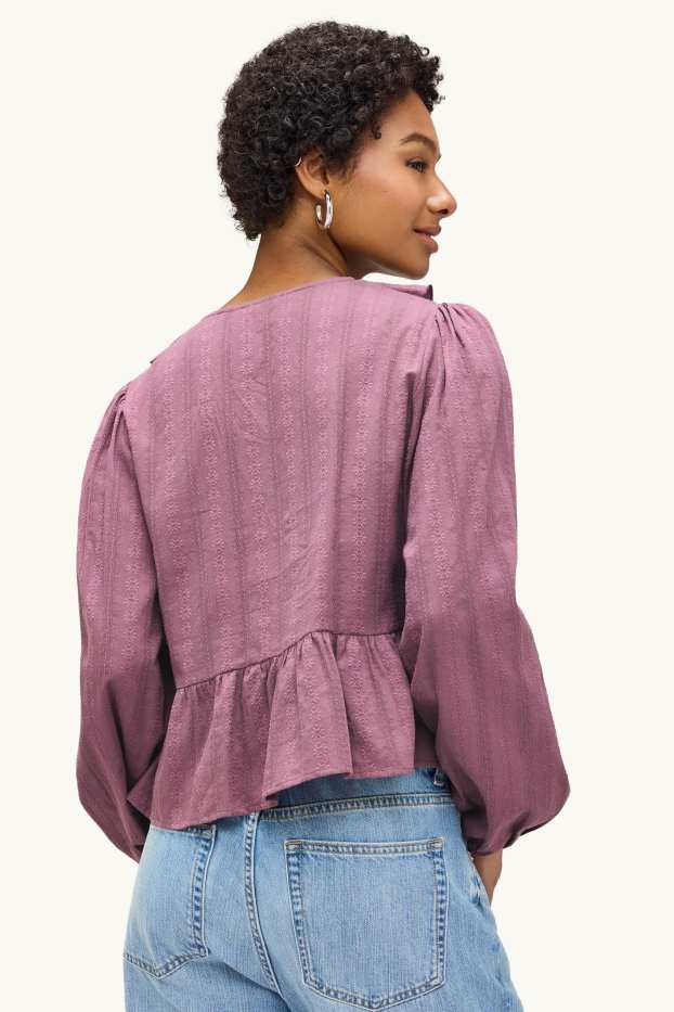 Damen - Bluse mit V-Ausschnitt - flieder