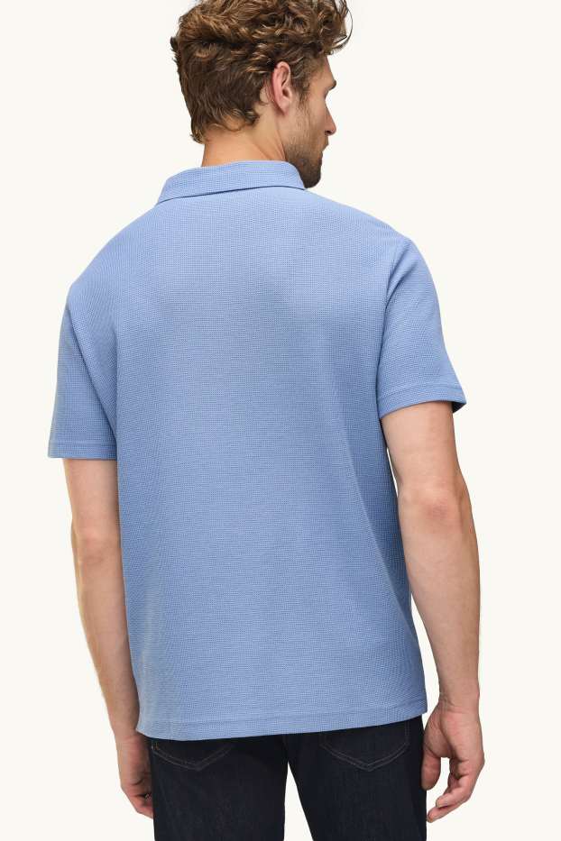 Heren - Poloshirt - regular fit - met structuur - lichtblauw