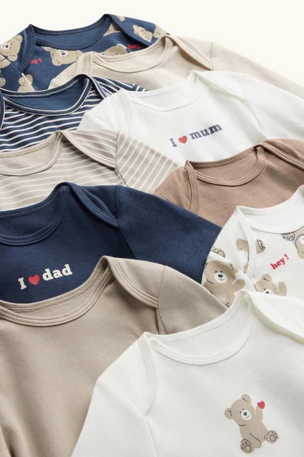 Unisex - Multipack 10 ks - medvídci - body pro miminka - modrá/béžová