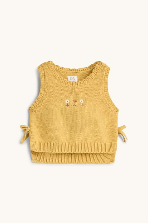 Bébés filles - Petites fleurs - tenue bébé - 2 pièces - jaune moutarde