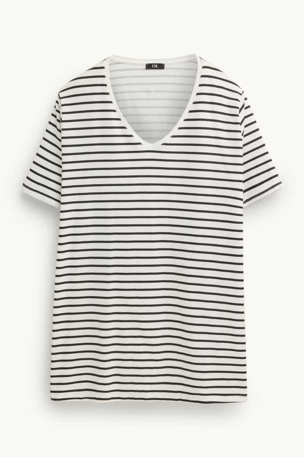 Women - Multipack of 2 - V-neck T-shirt - LYCRA® - white / black