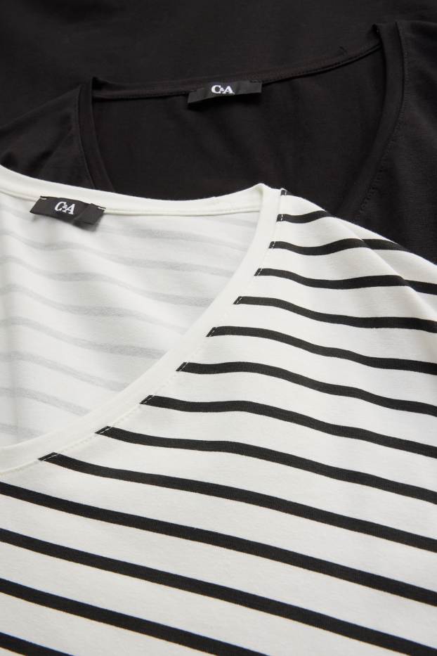 Women - Multipack of 2 - V-neck T-shirt - LYCRA® - white / black