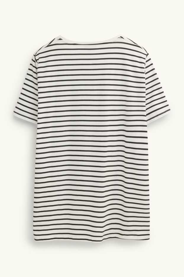 Women - Multipack of 2 - V-neck T-shirt - LYCRA® - white / black