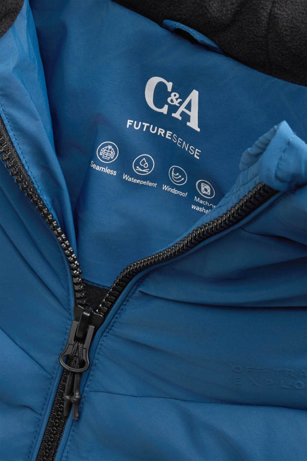 Kinder Buben - Funktions-Steppjacke mit Kapuze - gefüttert - blau