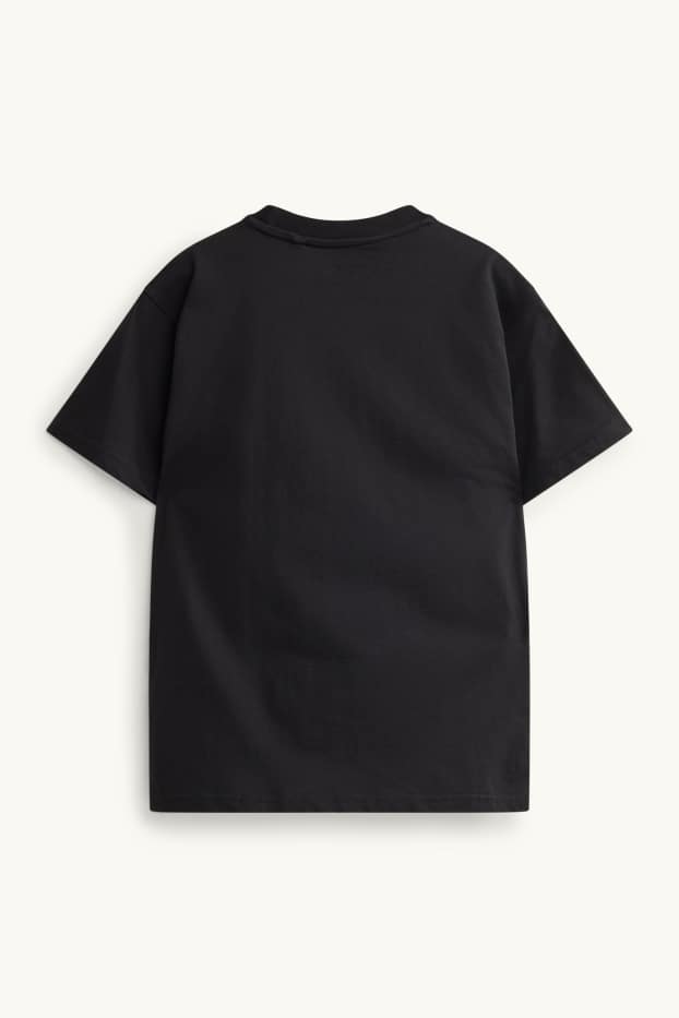 Children Boys - Minecraft - short sleeve T-shirt with appliquéd bag - black