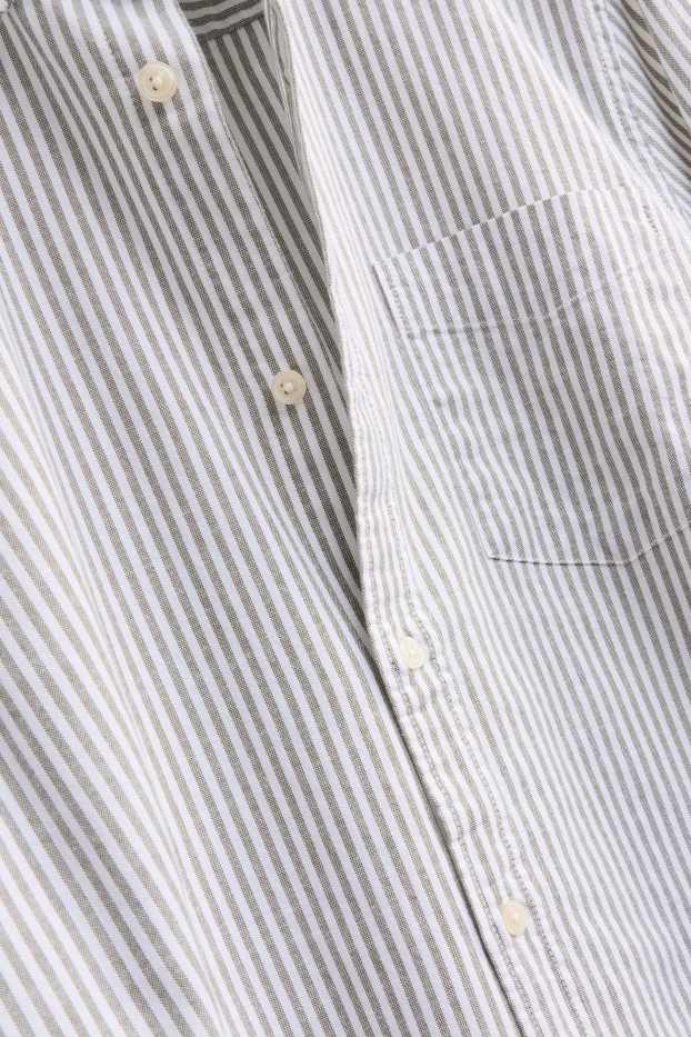 Herren - Hemd - Regular Fit - Button-down - gestreift - weiß / grau