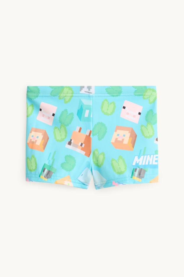 Kinder Buben - Minecraft - Badehose - LYCRA® XTRA LIFE™ - grün / türkis