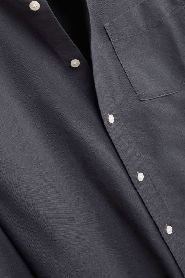 Herren - Hemd - Regular Fit - Button-down - dunkelgrau