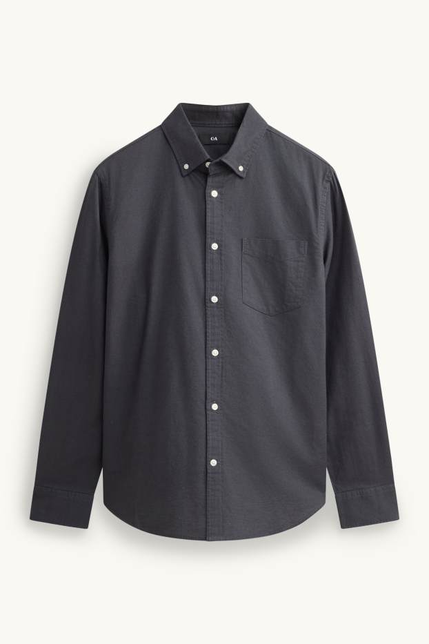Herren - Hemd - Regular Fit - Button-down - dunkelgrau