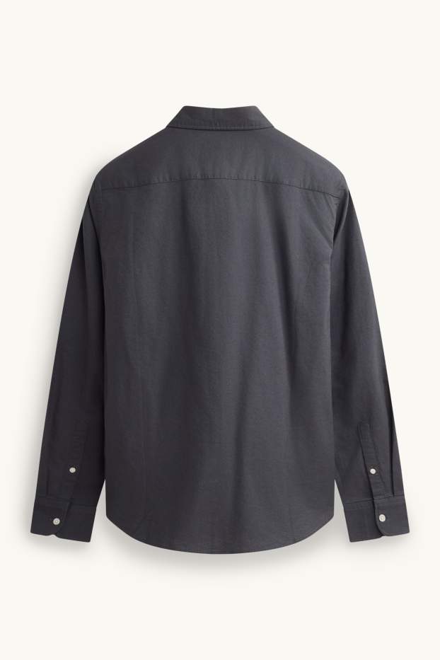 Herren - Hemd - Regular Fit - Button-down - dunkelgrau