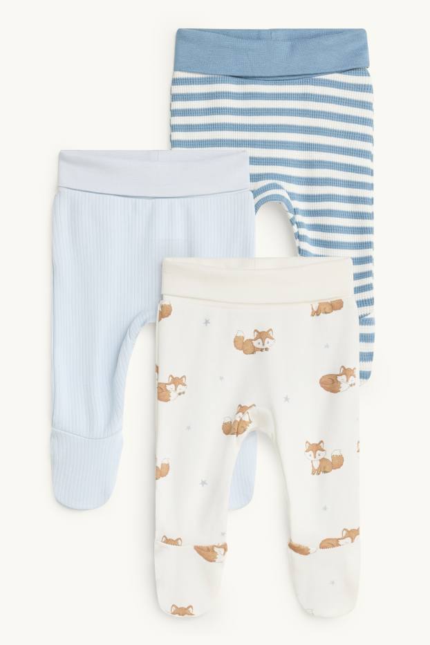 Baby: jongens - Set van 3 - vos en sterretje - babypyjamabroek - blauw