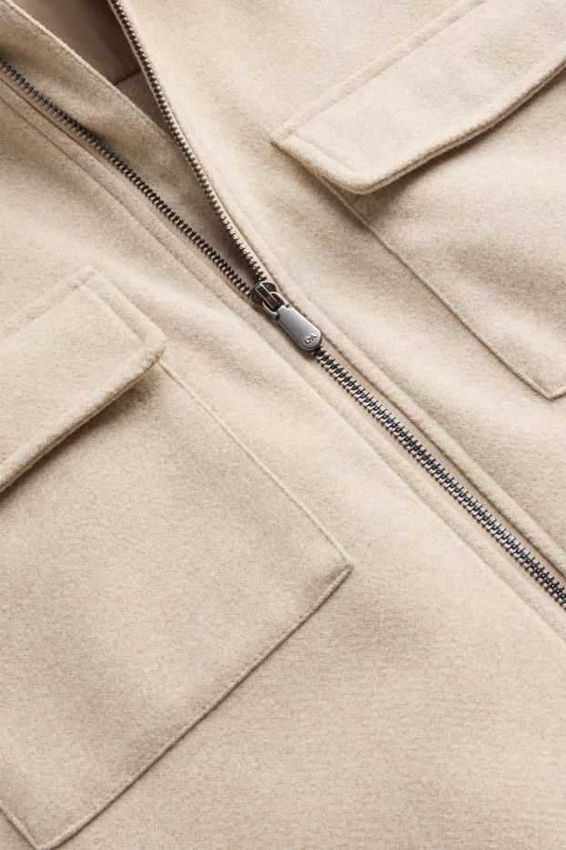 Hommes - Veste-chemise - relaxed fit - col kent - beige