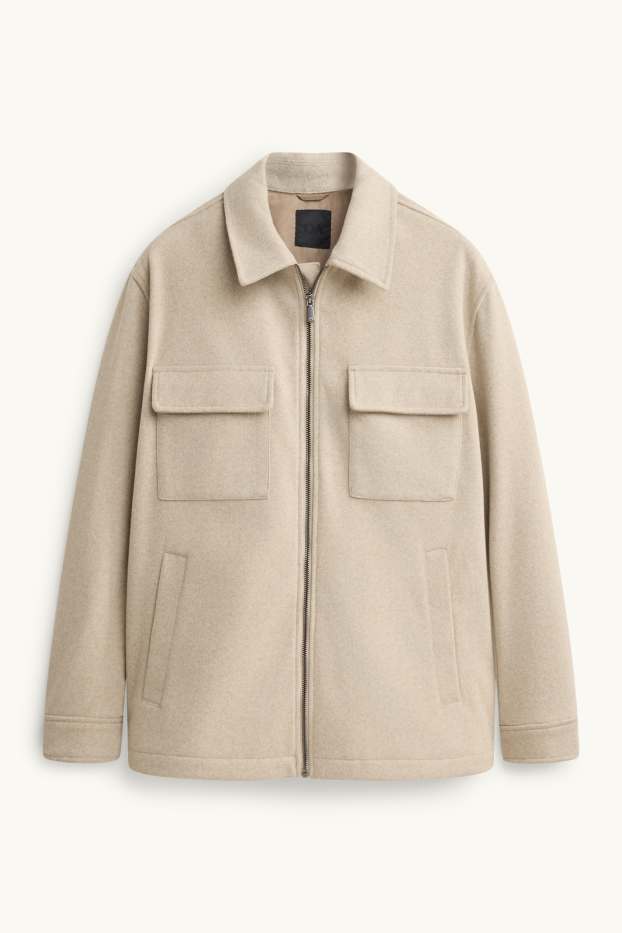 Hommes - Veste-chemise - relaxed fit - col kent - beige
