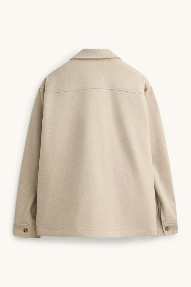Hommes - Veste-chemise - relaxed fit - col kent - beige