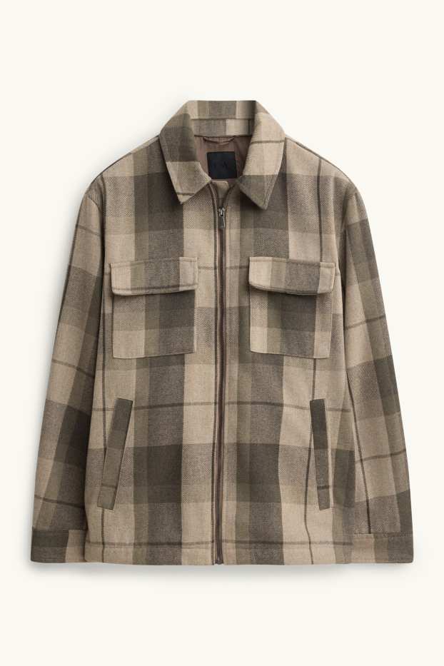 Hommes - Veste-chemise - relaxed fit - à carreaux - beige / marron