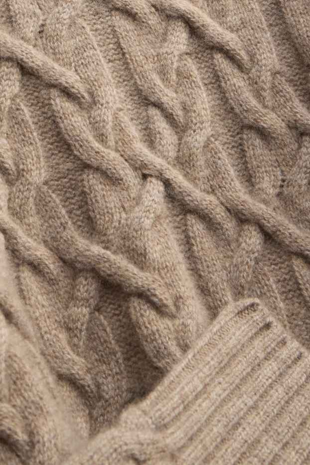 Femmes - Pull à col roulé en cachemire mélangé - laine mélangée - beige