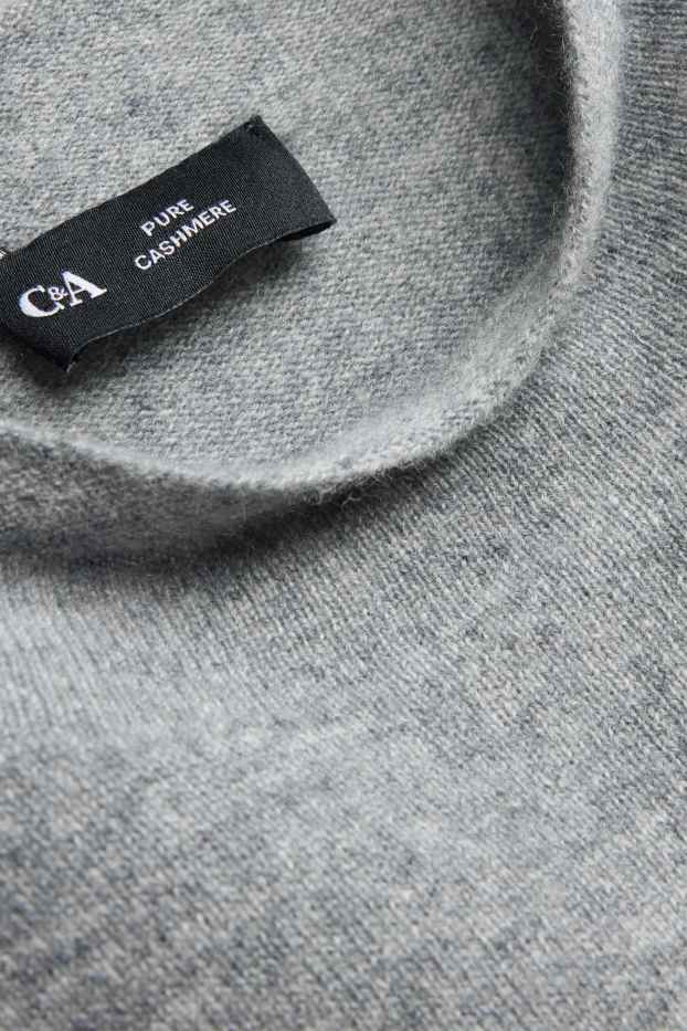 Femmes - Pull sans manches en cachemire - gris chiné