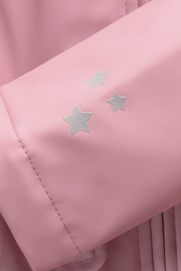 Enfants filles - Étoile et léopard - veste de pluie avec capuche - doublée - rose