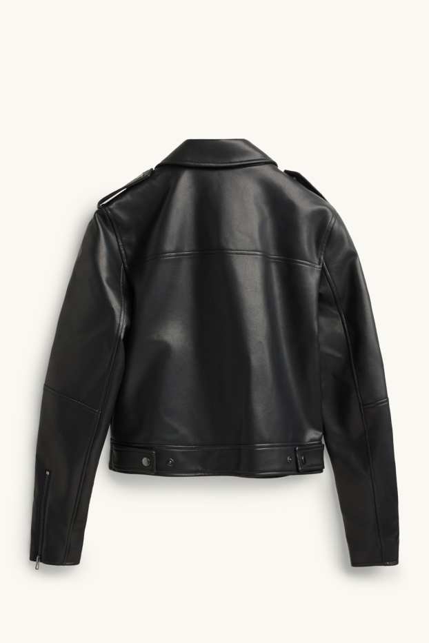 Dames - Bikerjack - imitatieleer - zwart